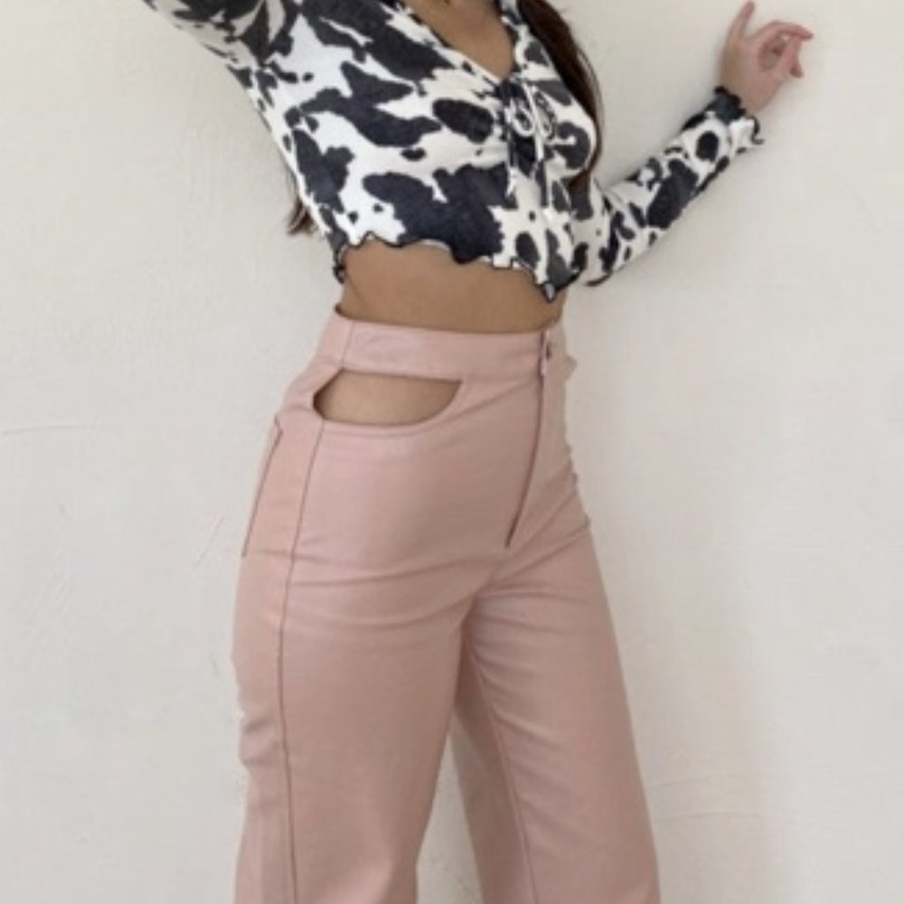 NEW BAILEY ROSE | vegan leather pant | blush